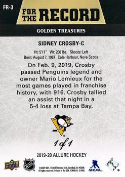 2019-20 Upper Deck Allure - For The Record Golden Treasure #FR-3 Sidney Crosby Back