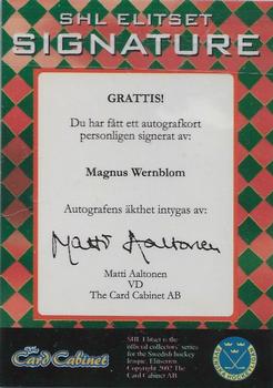2002-03 Swedish SHL Elitset - SHL Signatures 2 #11 Magnus Wernblom Back