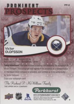 2019-20 Parkhurst - Prominent Prospects Autographs Red #PP-11 Victor Olofsson Back