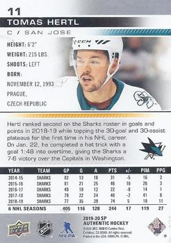 2019-20 SP Authentic #11 Tomas Hertl Back