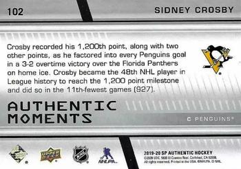 2019-20 SP Authentic #102 Sidney Crosby Back