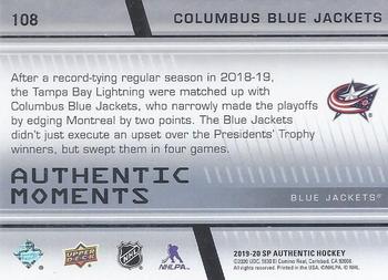 2019-20 SP Authentic #108 Columbus Blue Jackets Back