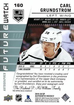 2019-20 SP Authentic #160 Carl Grundstrom Back