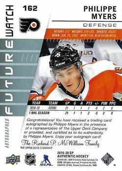 2019-20 SP Authentic #162 Philippe Myers Back