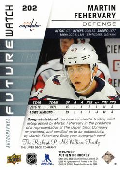 2019-20 SP Authentic #202 Martin Fehervary Back