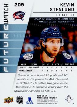 2019-20 SP Authentic #209 Kevin Stenlund Back