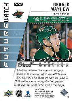 2019-20 SP Authentic #229 Gerald Mayhew Back