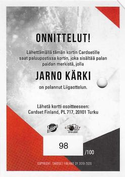 2019-20 Cardset Finland Series 1 - Patch Series 1 Redemption #NNO Jarno Kärki Back