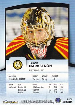 2008-09 SHL Elitset - Rookie Prospects #1 Jacob Markström Back
