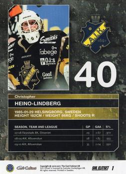 2010-11 SHL Elitset - Limited Edition #1 Christopher Heino-Lindberg Back