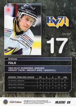 2010-11 SHL Elitset - Limited Edition #69 Andreas Falk Back