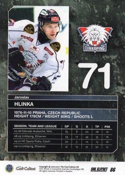2010-11 SHL Elitset - Limited Edition #86 Jaroslav Hlinka Back