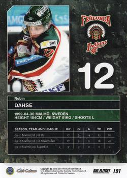 2010-11 SHL Elitset - Limited Edition #191 Robin Dahse Back