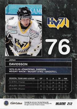 2010-11 SHL Elitset - Limited Edition #212 Johan Davidsson Back