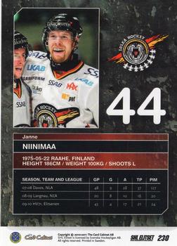 2010-11 SHL Elitset - Limited Edition #230 Janne Niinimaa Back