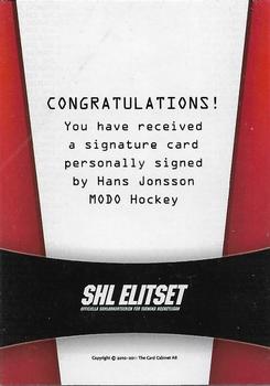 2010-11 SHL Elitset - SHL Signatures #11 Hans Jonsson Back
