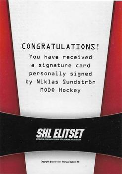 2010-11 SHL Elitset - SHL Signatures 2 #19 Niklas Sundström Back