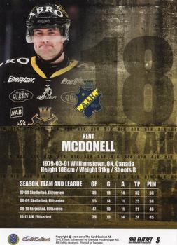 2011-12 SHL Elitset - Limited Edition Parallel #5 Kent McDonell Back