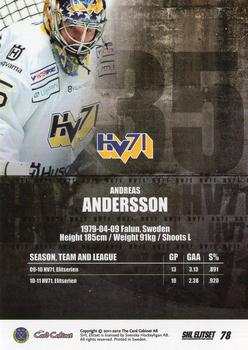2011-12 SHL Elitset - Limited Edition Parallel #78 Andreas Andersson Back