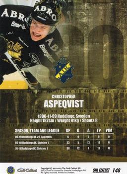 2011-12 SHL Elitset - Limited Edition Parallel #148 Christopher Aspeqvist Back