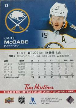 2019-20 Upper Deck Tim Hortons Buffalo Sabres #13 Jake McCabe Back