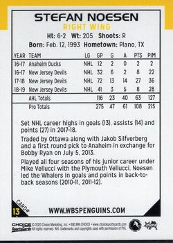 2019-20 Choice Wilkes-Barre/Scranton Penguins (AHL) #13 Stefan Noesen Back