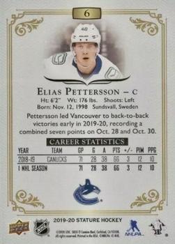 2019-20 Upper Deck Stature #6 Elias Pettersson Back