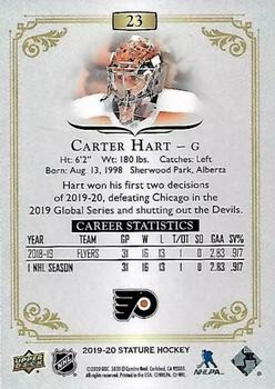 2019-20 Upper Deck Stature #23 Carter Hart Back