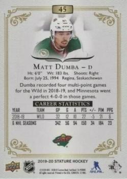 2019-20 Upper Deck Stature #45 Matt Dumba Back