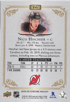2019-20 Upper Deck Stature #66 Nico Hischier Back