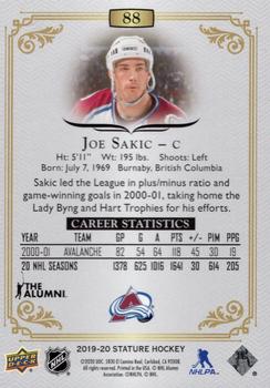 2019-20 Upper Deck Stature #88 Joe Sakic Back