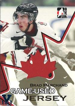 2015-16 In The Game Final Vault - 2006-07 In The Game Going For Gold - Game-Used Jerseys Gold (Blue Vault Stamps) #GUJ-15 Brad Marchand Front