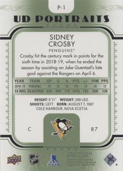 2019-20 Upper Deck - UD Portraits Green #P-1 Sidney Crosby Back