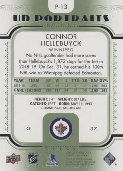2019-20 Upper Deck - UD Portraits Green #P-13 Connor Hellebuyck Back