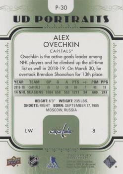 2019-20 Upper Deck - UD Portraits Green #P-30 Alex Ovechkin Back