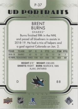 2019-20 Upper Deck - UD Portraits Green #P-37 Brent Burns Back