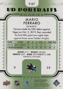 2019-20 Upper Deck - UD Portraits Green #P-87 Mario Ferraro Back