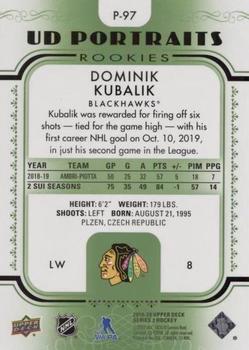 2019-20 Upper Deck - UD Portraits Green #P-97 Dominik Kubalik Back