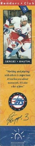 1993-94 Readers Club Winnipeg Jets Bookmarks #NNO Sergei Bautin Front