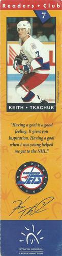 1993-94 Readers Club Winnipeg Jets Bookmarks #NNO Keith Tkachuk Front