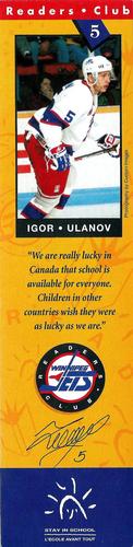 1993-94 Readers Club Winnipeg Jets Bookmarks #NNO Igor Ulanov Front