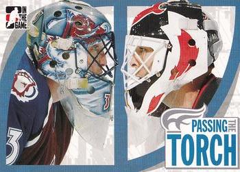 2005-06 In The Game Passing the Torch #01 Patrick Roy / Martin Brodeur Front