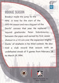 2005-06 In The Game Passing the Torch #02 Martin Brodeur Back