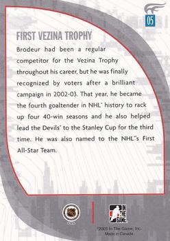 2005-06 In The Game Passing the Torch #05 Martin Brodeur Back