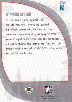2005-06 In The Game Passing the Torch #09 Martin Brodeur Back