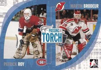2005-06 In The Game Passing the Torch #11 Patrick Roy / Martin Brodeur Front