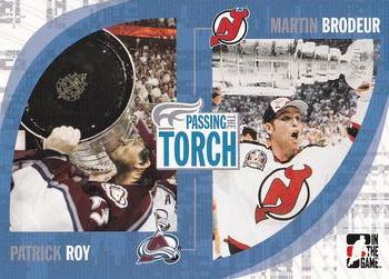 2005-06 In The Game Passing the Torch #13 Patrick Roy / Martin Brodeur Front