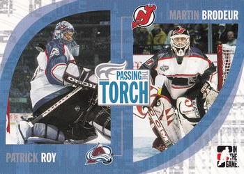 2005-06 In The Game Passing the Torch #15 Patrick Roy / Martin Brodeur Front