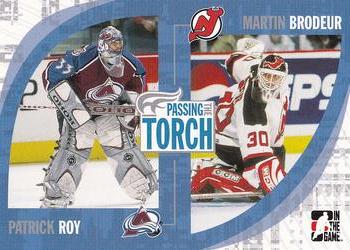 2005-06 In The Game Passing the Torch #16 Patrick Roy / Martin Brodeur Front