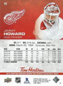 2019-20 Upper Deck Tim Hortons Detroit Red Wings #16 Jimmy Howard Back
